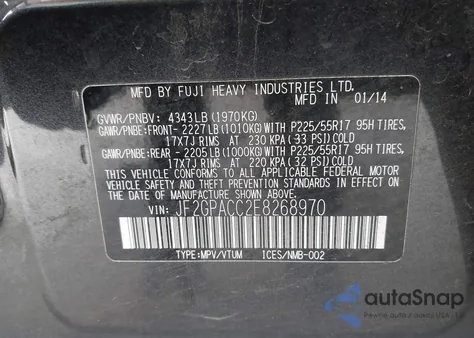 2014 Subaru Xv Crosstrek 2.0I Premium from USA, damaged, VIN JF2GPACC2E8268970